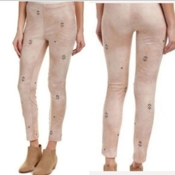 Free People Blush Pink Vegan Suede Studded Pants - Picture 3 of 7